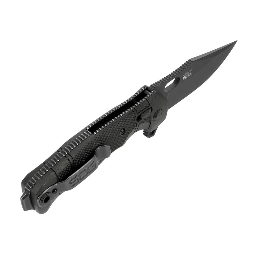 SOG Knives Seal XR Ti Folding Knife 3-9/10" Clip Point Blade Black Picture of Sog Specialty Knives Inc. SOG KNIFE 3.9in Blade SEAL XR TI - MAGNACUT / CLIP POINT FOLDING