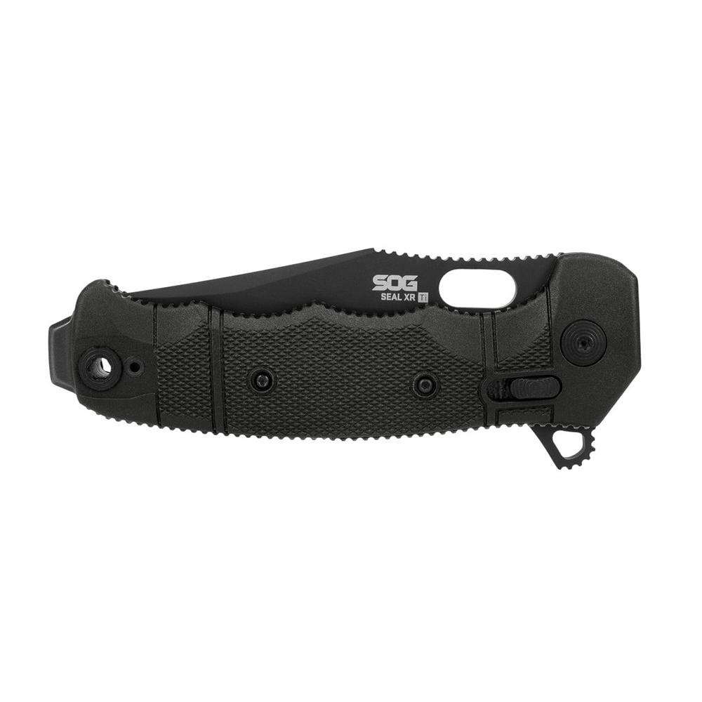 SOG Knives Seal XR Ti Folding Knife 3-9/10" Clip Point Blade Black Picture of Sog Specialty Knives Inc. SOG KNIFE 3.9in Blade SEAL XR TI - MAGNACUT / CLIP POINT FOLDING