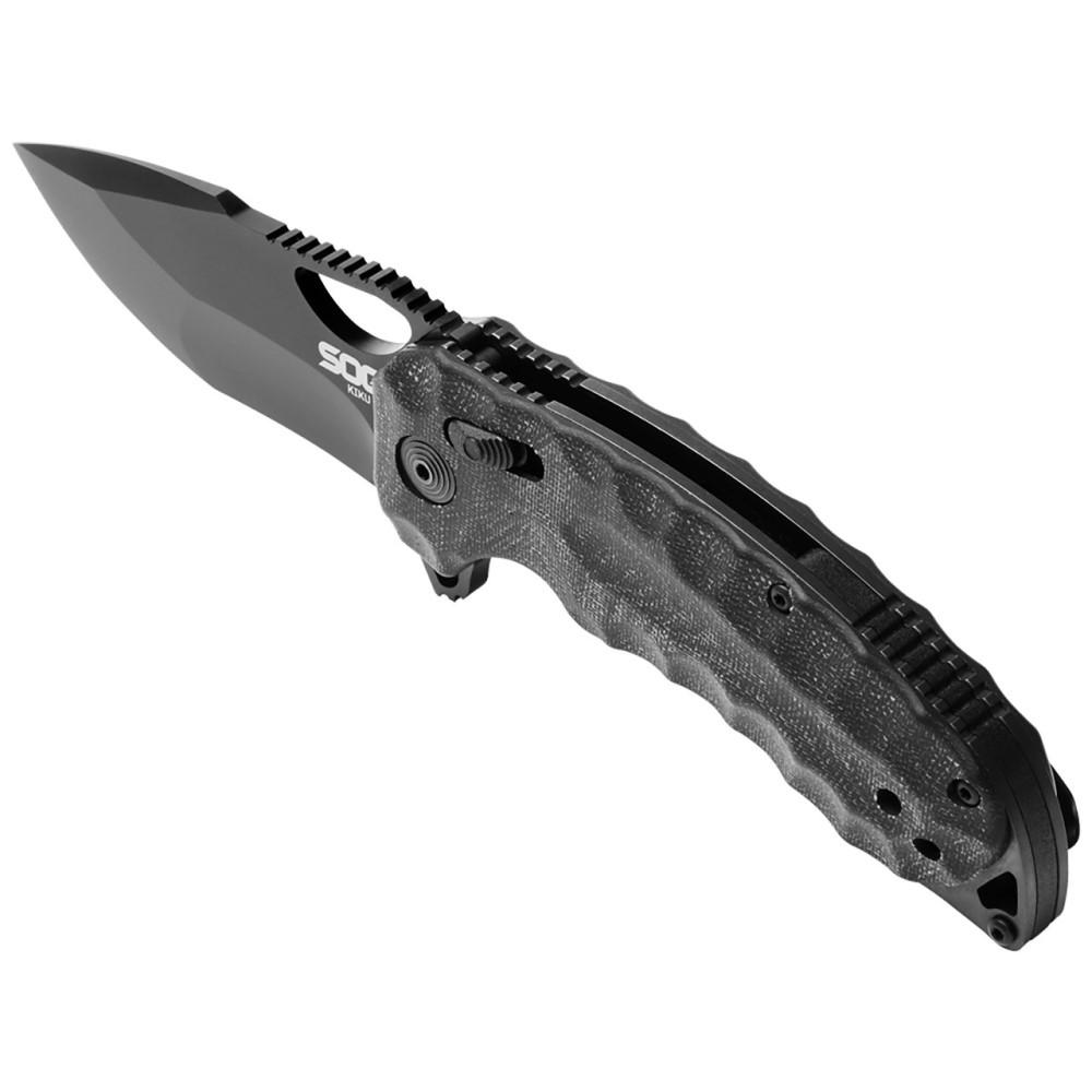 SOG Kiku XR Folding Knife 3" Tanto Blade Black Picture of Sog Specialty Knives Inc. SOG KIKU XR BLACK FOLDING KNIFE 3.03in BLADE (4.30in FOLDED)
