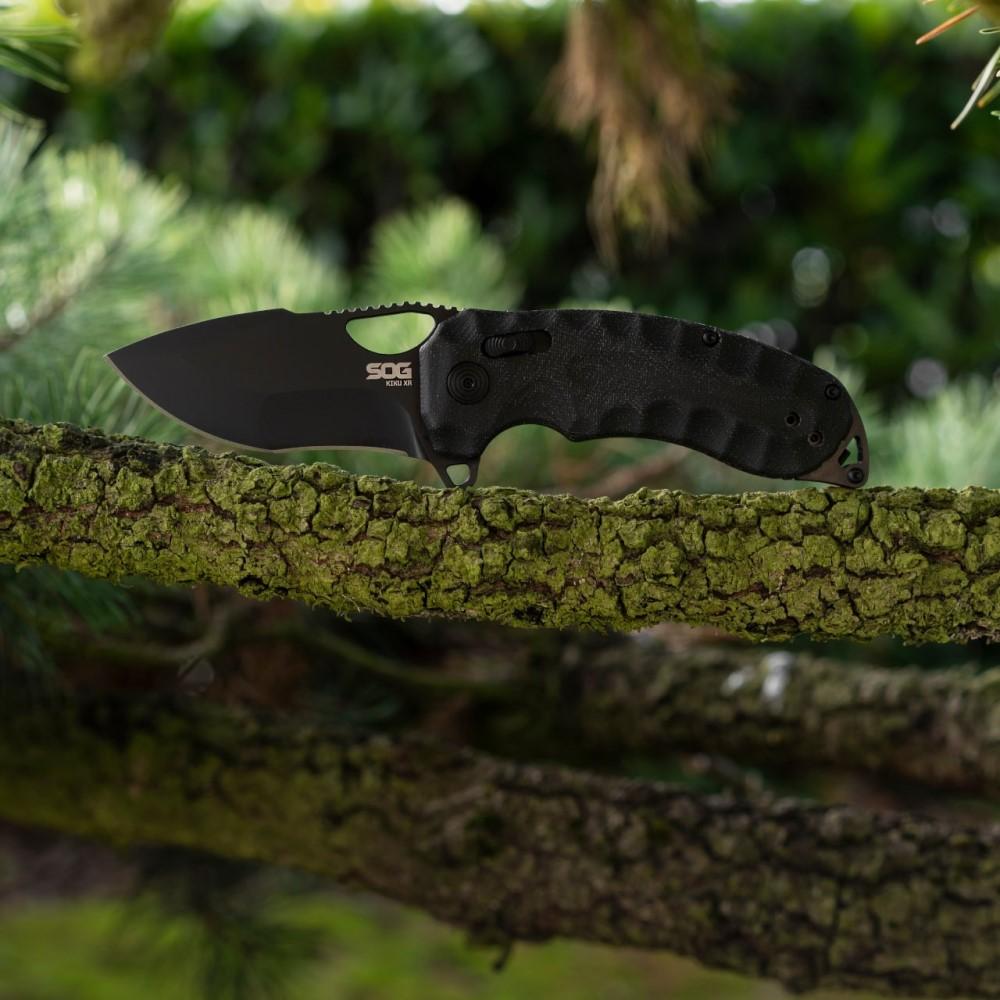 SOG Kiku XR Folding Knife 3" Tanto Blade Black Picture of Sog Specialty Knives Inc. SOG KIKU XR BLACK FOLDING KNIFE 3.03in BLADE (4.30in FOLDED)