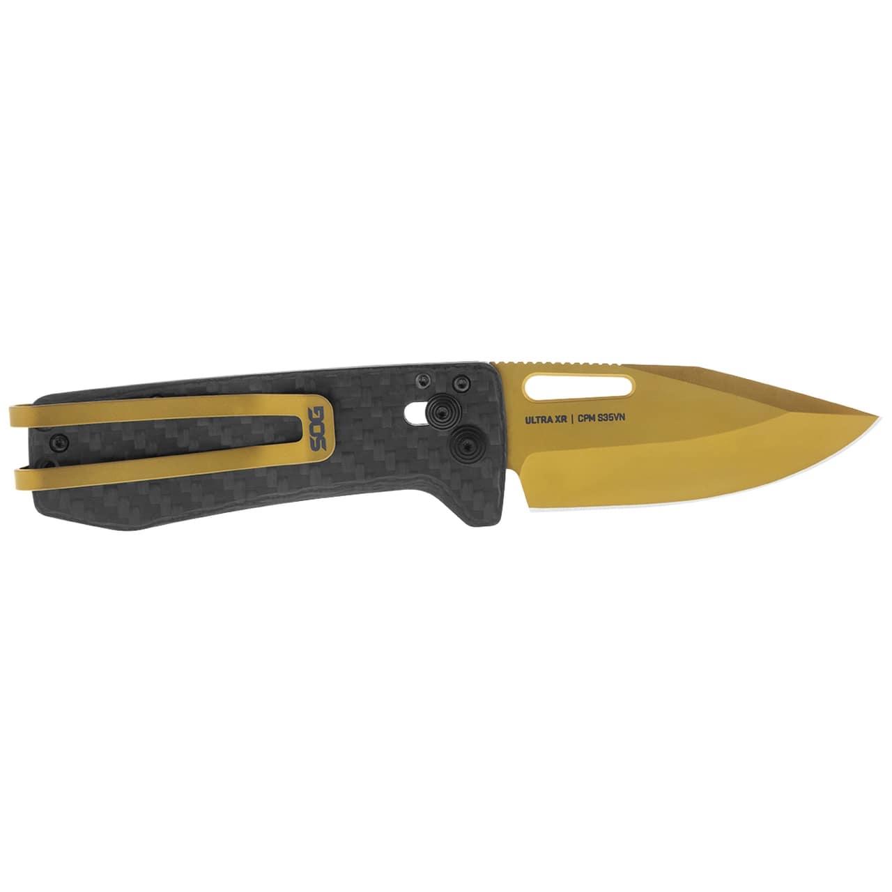 SOG Ultra XR Knife 2.8" Blade Black and Gold Picture of Sog Specialty Knives Inc. ULTRA XR CARBON and GOLD