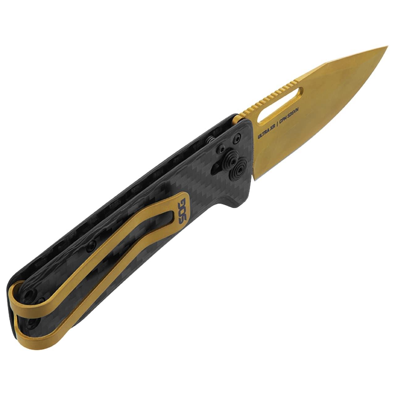 SOG Ultra XR Knife 2.8" Blade Black and Gold Picture of Sog Specialty Knives Inc. ULTRA XR CARBON and GOLD