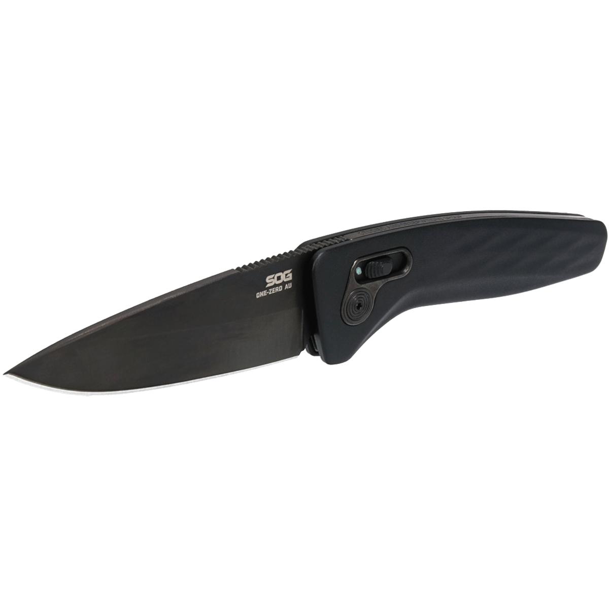 SOG Knives One Zero AU 3 1/10" Blade Black and Chrome Picture of Sog Specialty Knives Inc. ONE-ZERO AU - BLACK and CHROME