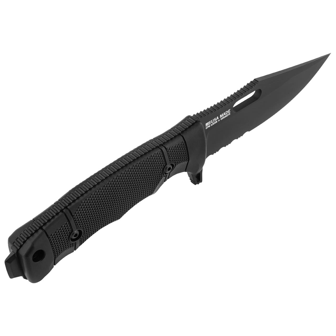 SOG SEAL FX Clip Point Knife 4.30" Blade Partially Serrated Black Picture of Sog Specialty Knives Inc. SEAL FX PARTIALLY SERRATED
