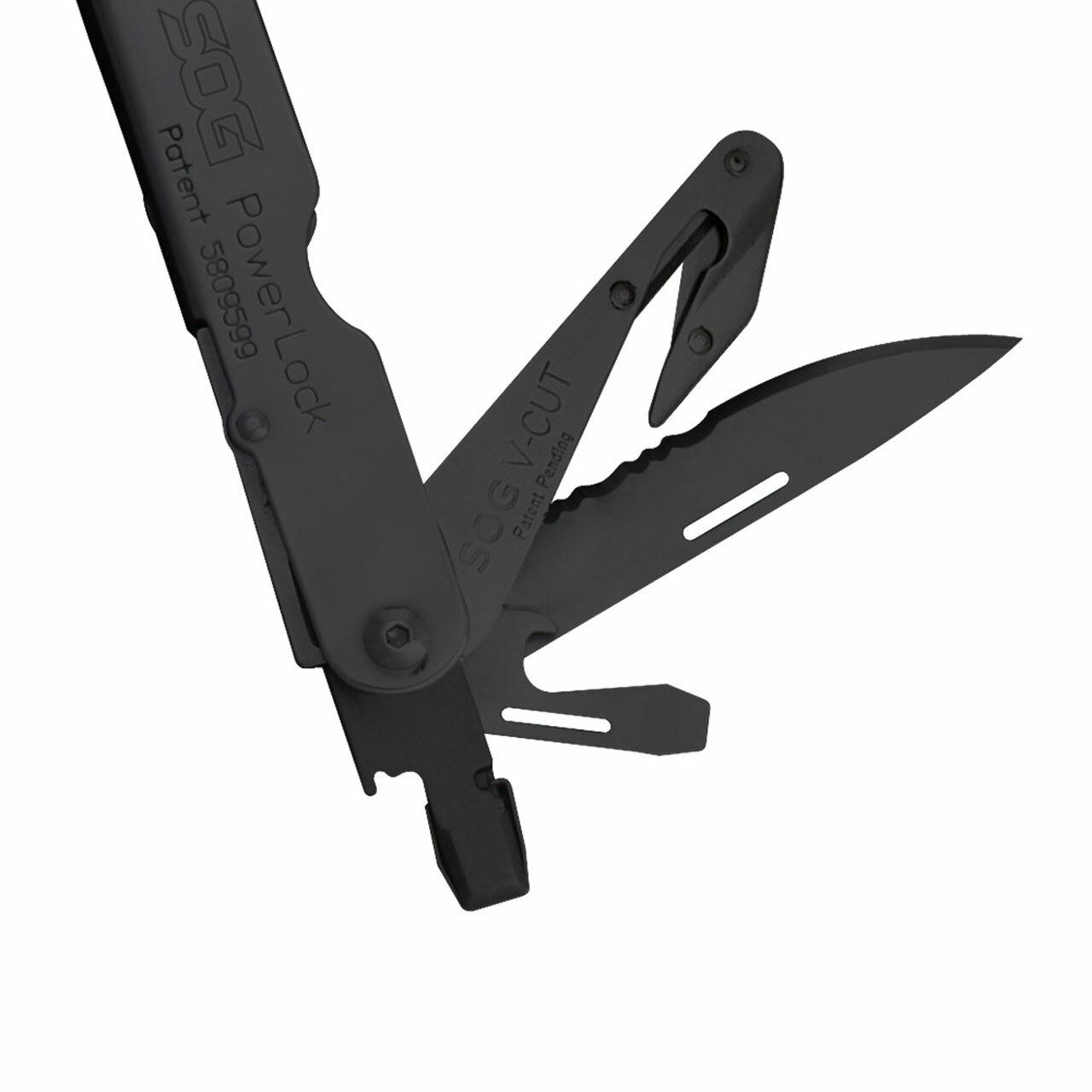 SOG Powerlock V-Cutter Multi-Tool Black with Nylon Pouch Picture of Sog Specialty Knives Inc. POWERLOCK EOD with V-CUTTER - BLACK OXIDE - NYLON SHEATH