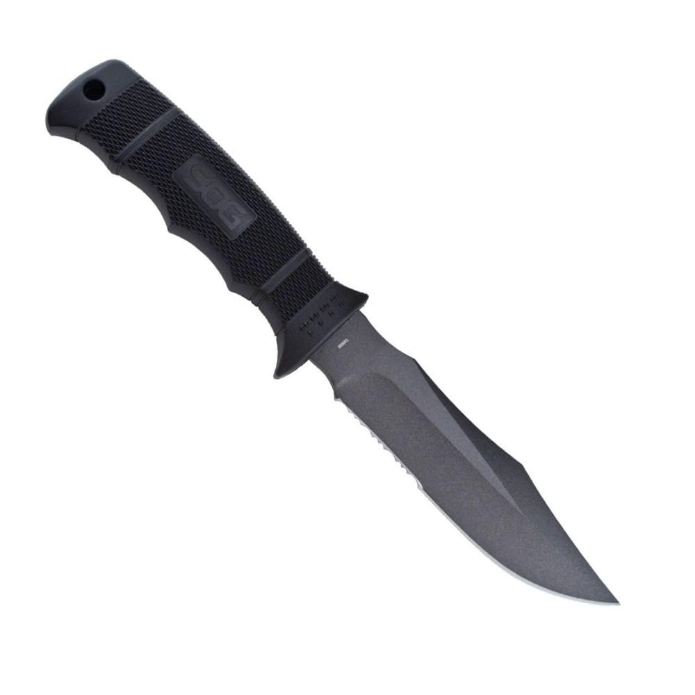 SOG Seal Pup Fixed Blade Knife 4-3/4" Clip Point Blade Black with Nylon Sheath Picture of Sog Specialty Knives Inc. SOG SEAL PUP - NYLON SHEATH 4.75in FIXED BLADE KNIFE