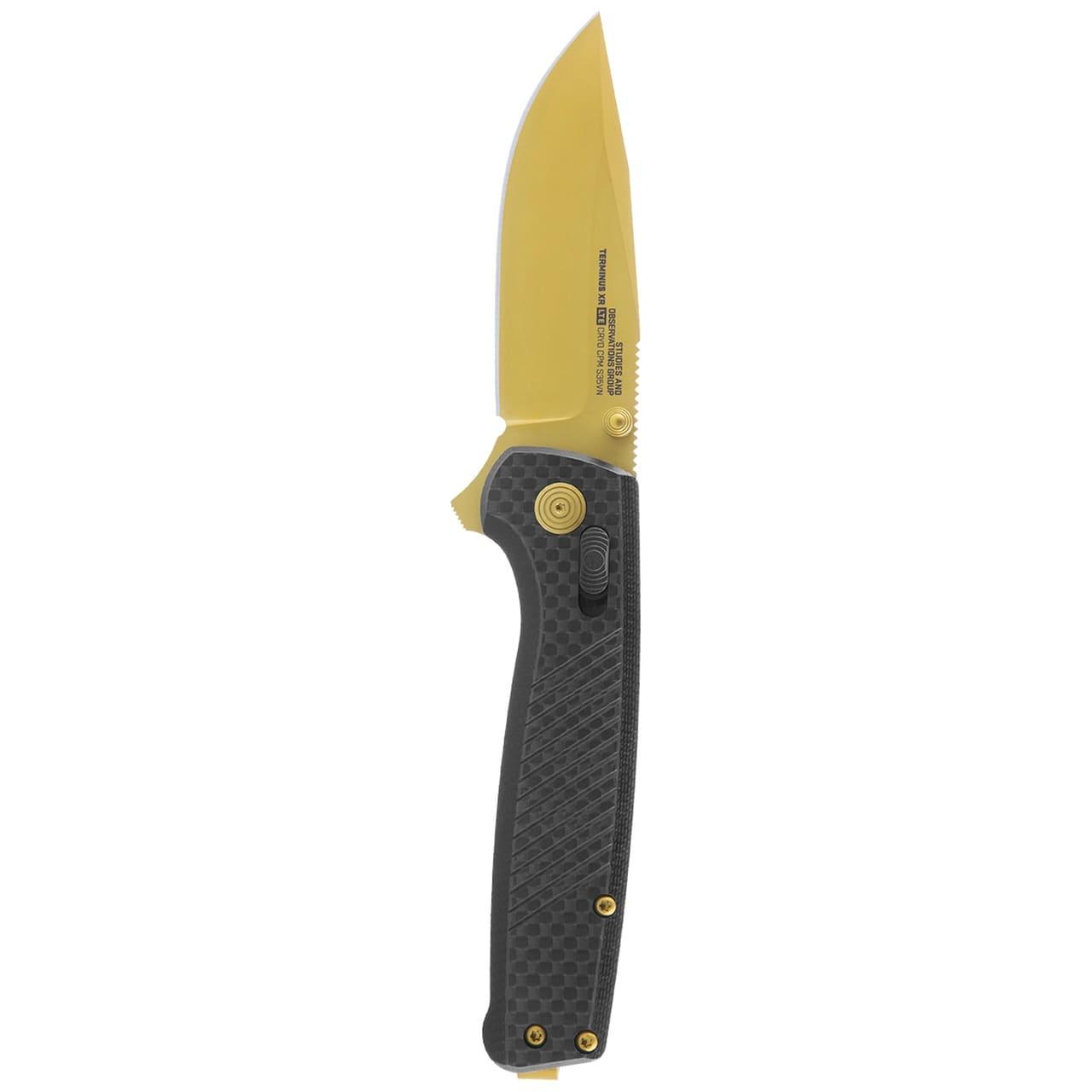 SOG Terminus XR LTE Folding Knife 2.95" Blade Black and Gold Picture of Sog Specialty Knives Inc. TERMINUS XR LTE - CARBON and GOLD