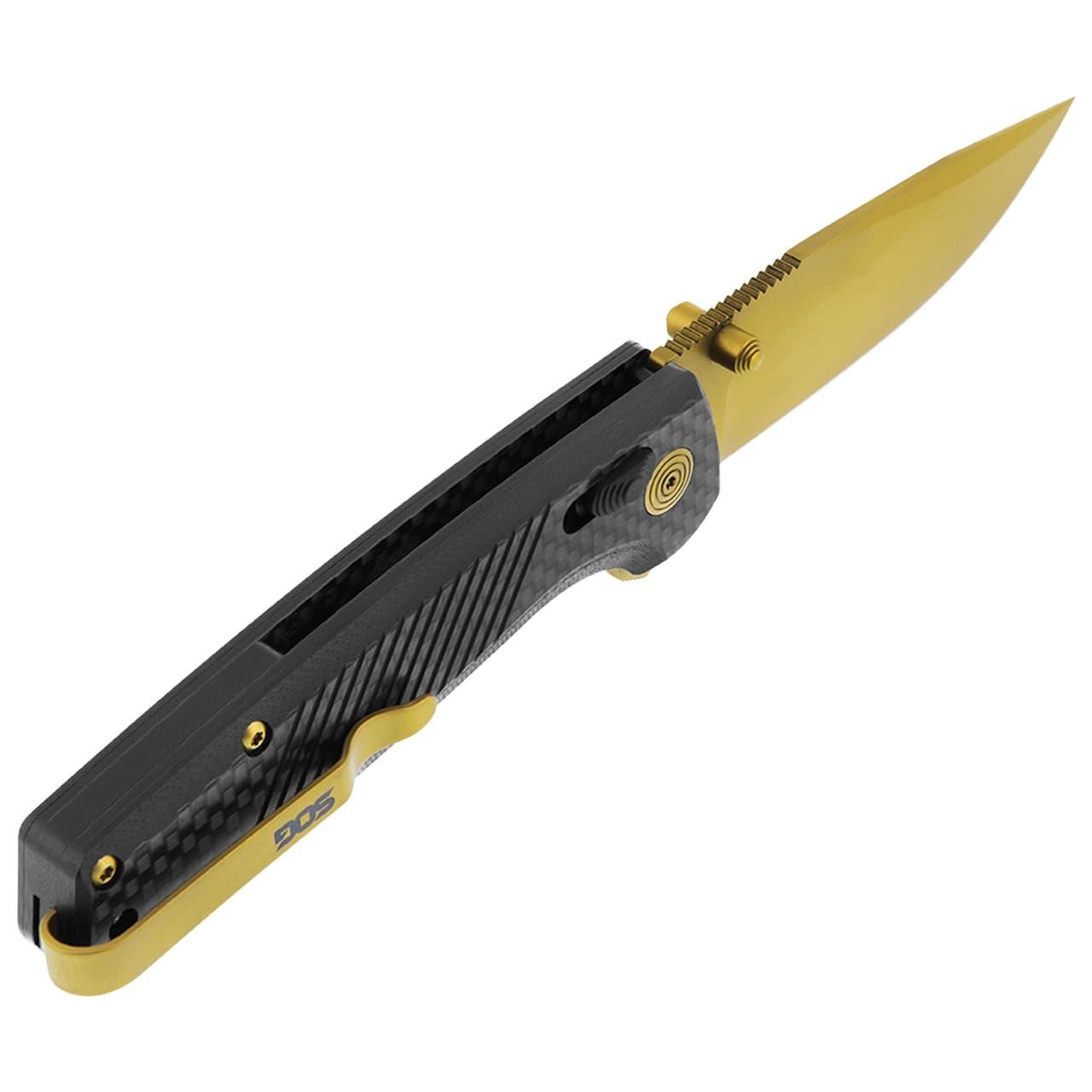 SOG Terminus XR LTE Folding Knife 2.95" Blade Black and Gold Picture of Sog Specialty Knives Inc. TERMINUS XR LTE - CARBON and GOLD