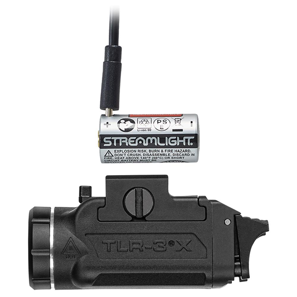Streamlight TLR-3 X Handgun Light for Glock Slimline CR123A 500 Lumens Black Picture of Streamlight TLR-3X (1913 Slim) Blk Inc CR123A Batt Pck