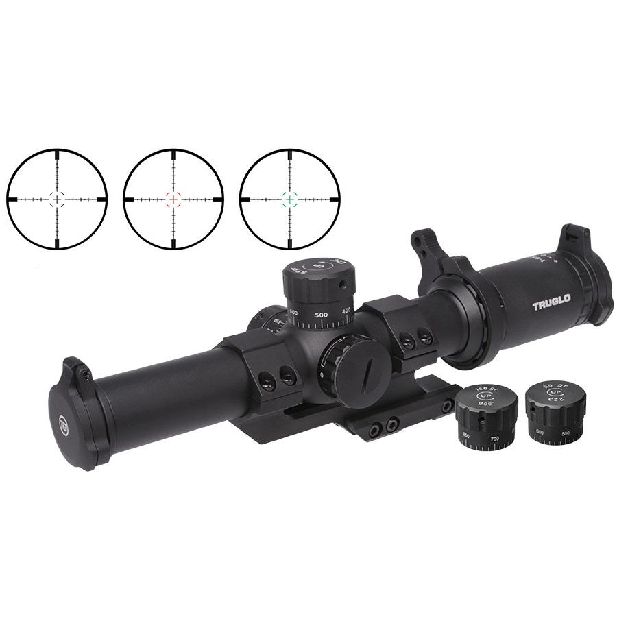 Truglo Tru-Brite 30 SeriesTactical Rifle Scope 1-6x24mm 30mm SFP IR Power Ring Duplex Mil-Dot Illum Black Picture of TRUGLO SCP TAC 1-6X24 30MM IR SPC 1PC