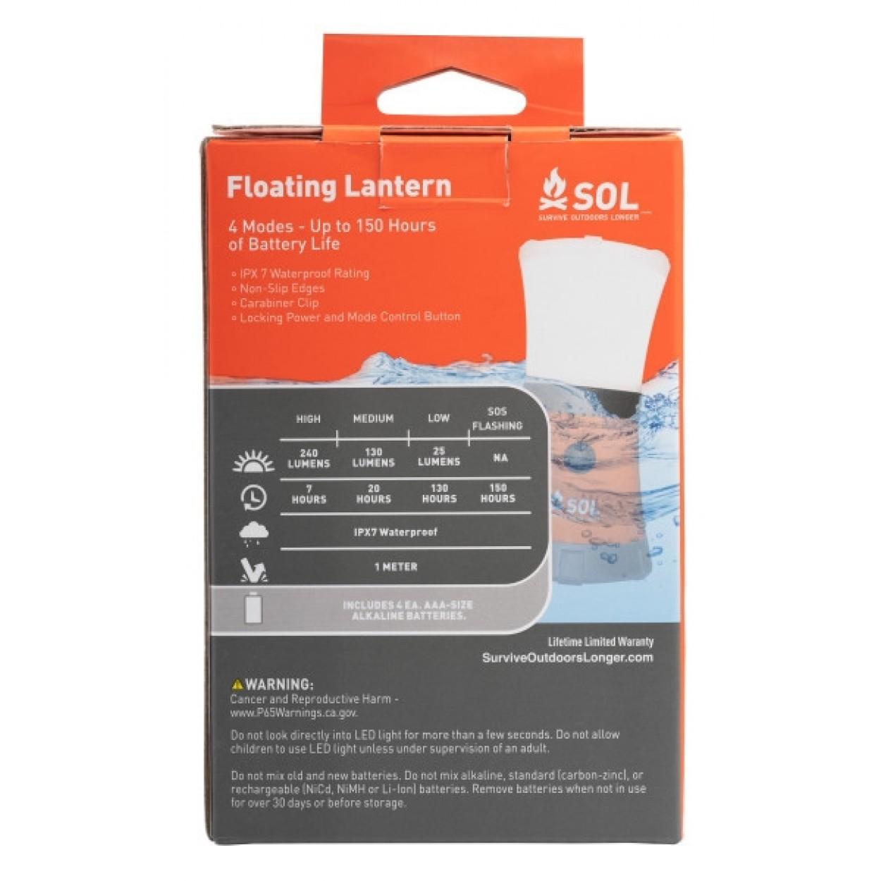 Survive Outdoors Longer Floating Lantern with Power Bank 240 Lumens Orange Picture of Tender Corp dba Adventure Ready Brands Survive Outdoors Longer Floating Lantern with Power Bank