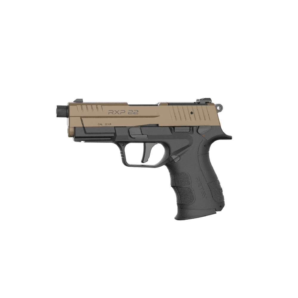 Retay RXP22 Handgun .22 LR 13rd Magazines(2) 4" Threaded Barrel FDE Slide/Black Frame Picture of Retay USA Retay RXP22 FDE Thread Barrel Black Slide W/ 2 - 13rd Magazines