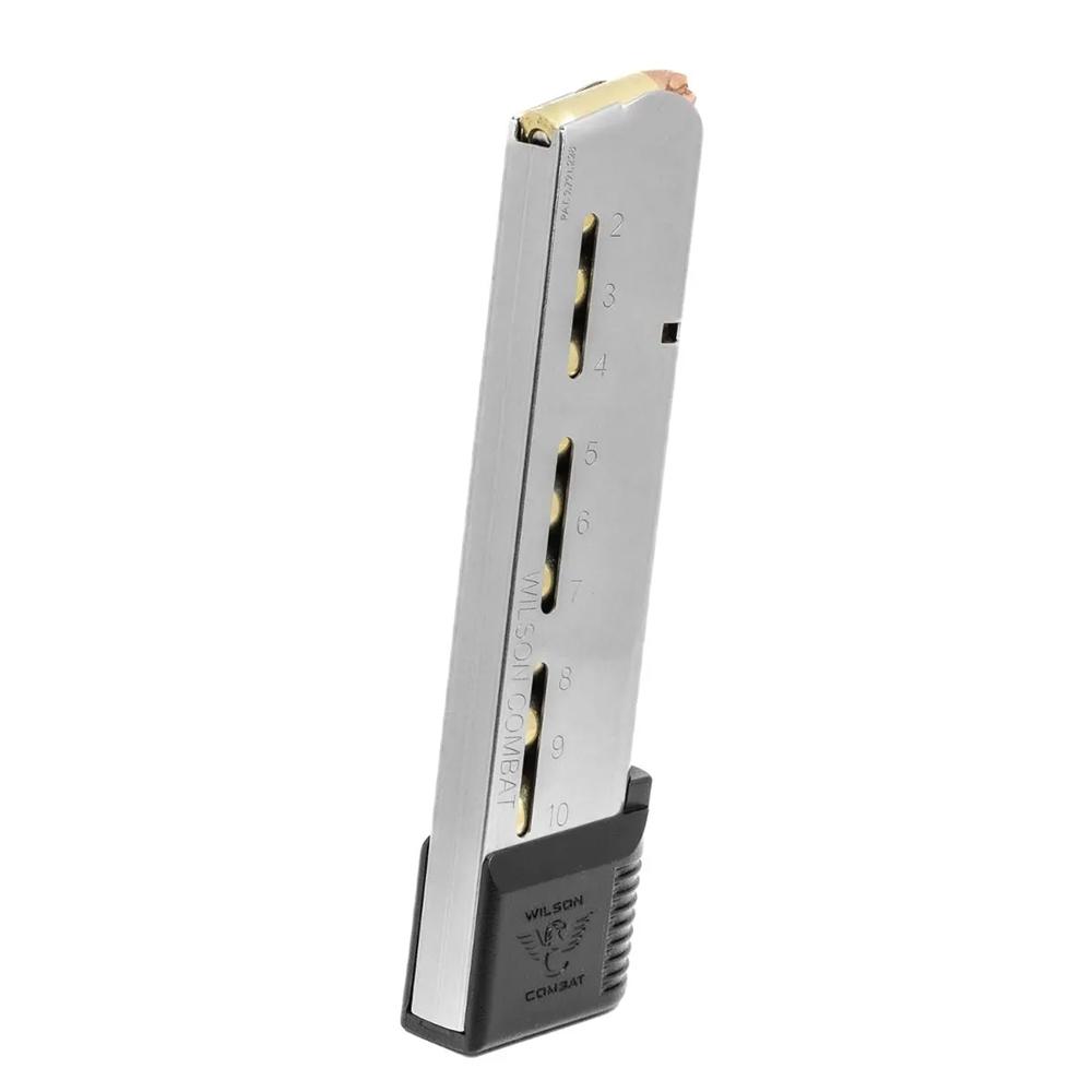 Wilson Combat 1911 Elite Tactical Full Size Handgun Magazine .45 ACP 10/rd Picture of Wilson Combat Wilson Combat MAG 1911 ELITE TACTICAL .45 ACP 10 RD POLY EXT BASE PAD