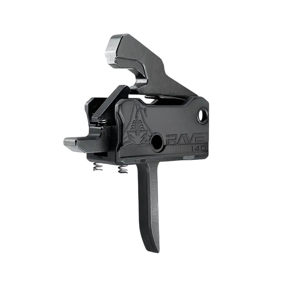 Rise Armament Rave 140 Single Stage AR Rifle Trigger 3.5 lb Flat Black Picture of Rise Armament Rise Rave 140 AR Flat Trigger with Anti-Walk Pins