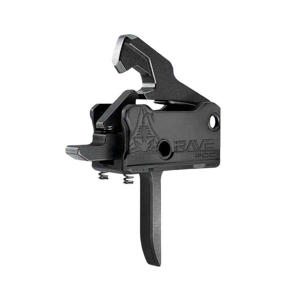 Rise Armament Rave PCC Single Stage Rifle Trigger 3.5 lb Flat Black Picture of Rise Armament Rise Rave PCC AR Flat Trigger with Anti-Walk Pins