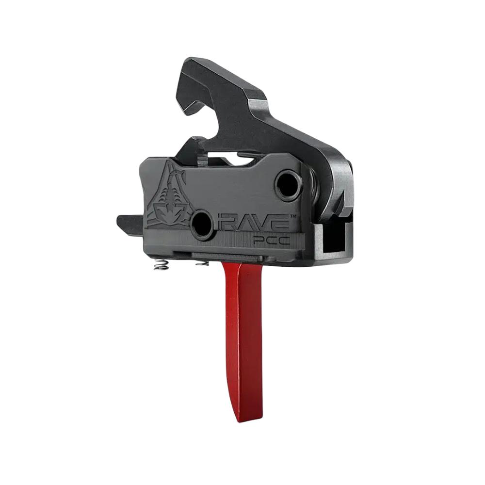 Rise Armament Rave PCC Single Stage Rifle Trigger 3.5 lb Flat Red Picture of Rise Armament Rise Rave PCC AR Flat Trigger Red with Anti-Walk Pins