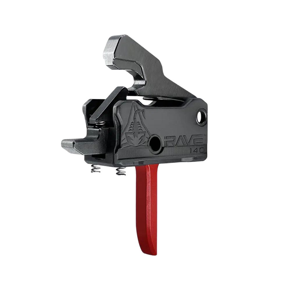 Rise Armament Rave 140 Single Stage AR Rifle Trigger 3.5 lb Flat Red Picture of Rise Armament Rise Rave 140 AR Flat Trigger Red with Anti-Walk Pins