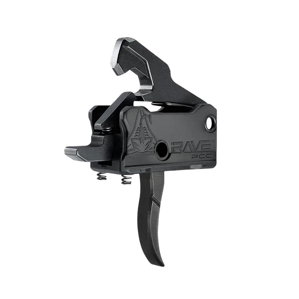Rise Armament Rave PCC Single Stage Rifle Trigger 3.5 lb Curved Black Picture of Rise Armament Rise Rave PCC AR Trigger with Anti-Walk Pins