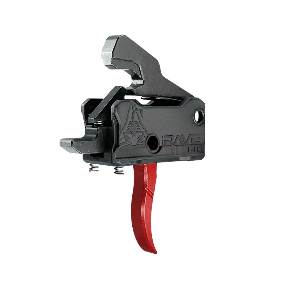 Rise Armament Rave 140 Single Stage AR Rifle Trigger 3.5 lb Curved Red Picture of Rise Armament Rise Rave 140 AR Trigger Red with Anti-Walk Pins