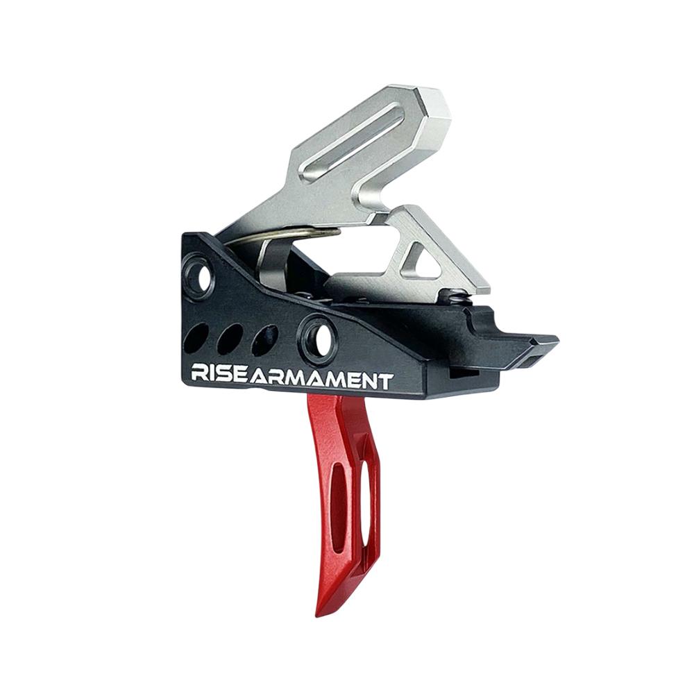 Rise Armament RA-535 Advanced Performance Single Stage AR Rifle Trigger 3.5 lb Curved Red Picture of Rise Armament Rise Rev 535 APT Gen 2 AR Trgr Blk Bs Red Crvd and Flat Intrchngble Blds