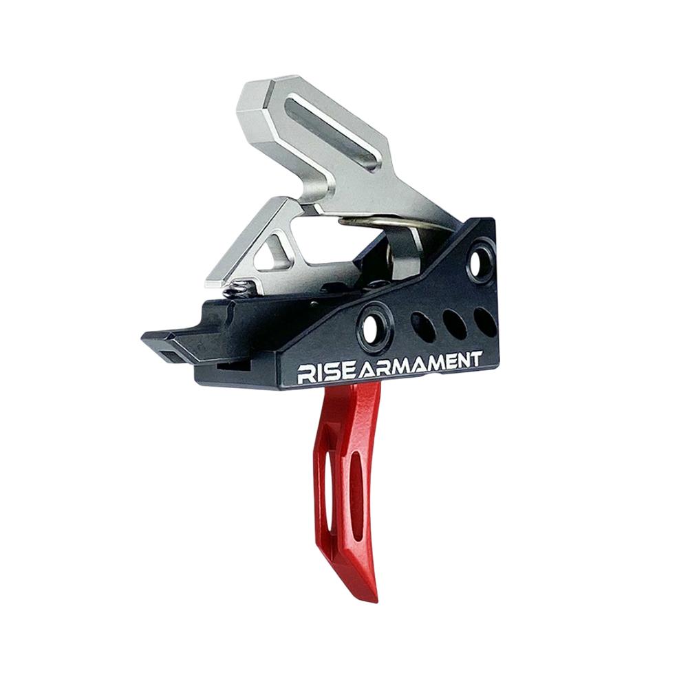 Rise Armament RA-535 Advanced Performance Single Stage AR Rifle Trigger 3.5 lb Curved Red Picture of Rise Armament Rise Rev 535 APT Gen 2 AR Trgr Blk Bs Red Crvd and Flat Intrchngble Blds