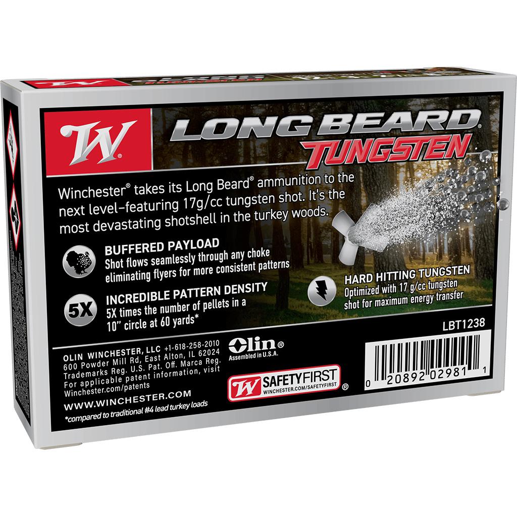Winchester Long Beard Tungsten Shotshell 12ga 3" 2-1/4oz 1100 fps #8 5/ct Picture of Winchester Ammunition WINCHESTER LONG BEARD TUNGSTEN 12 GA 3'' #8 TS17 2-1/4 OZ 5/RDS