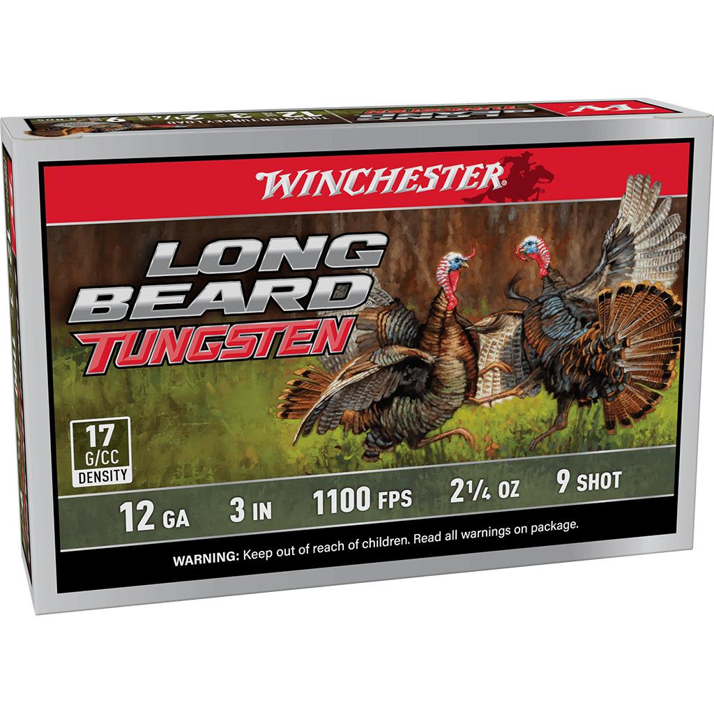 Winchester Long Beard Tungsten Shotshell 12ga 3" 2-1/4oz 1100 fps #9 5/ct Picture of Winchester Ammunition WINCHESTER LONG BEARD TUNGSTEN 12 GA 3'' #9 TS17 2-1/4 OZ 5/RDS