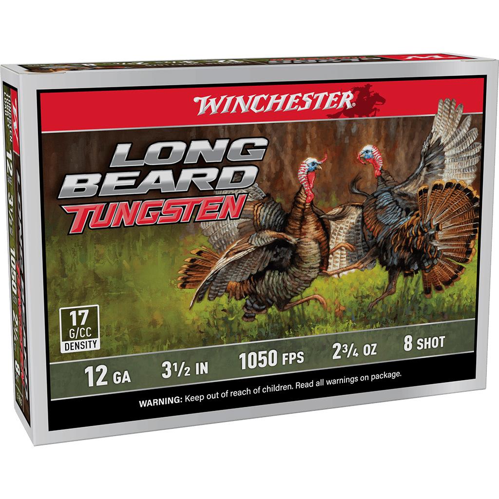 Winchester Long Beard Tungsten Shotshell 12ga 3.5" 2-3/4oz 1100 fps #8 5/ct Picture of Winchester Ammunition WINCHESTER LONG BEARD TUNGSTEN 12 GA 3.5'' #8 TS17 2-3/4 OZ 5/RDS