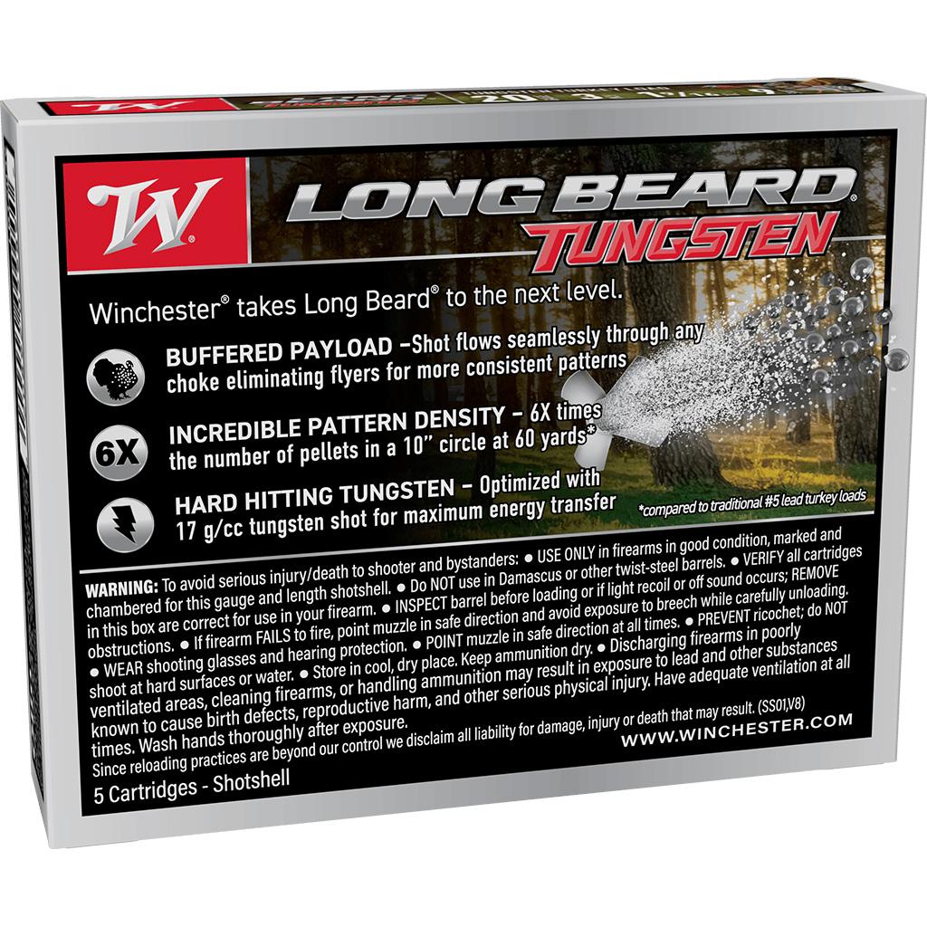Winchester Long Beard Tungsten Shotshell 20ga 3" 1-9/16oz 1100 fps #9 5/ct Picture of Winchester Ammunition WINCHESTER LONG BEARD TUNGSTEN 20 GA 3'' #9 TS17 1-9/16 OZ 5/RDS