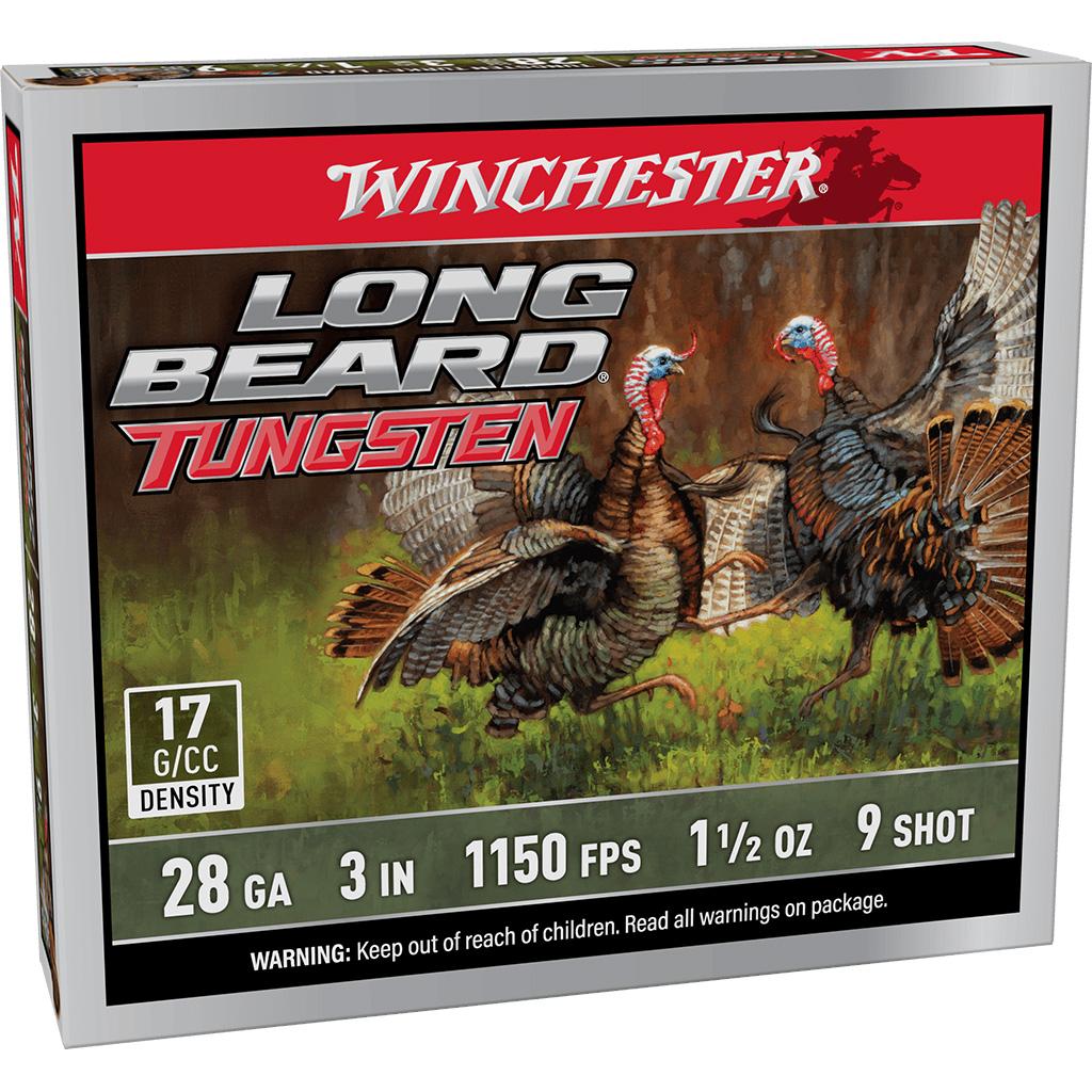 Winchester Long Beard Tungsten Shotshell 28ga 3" 1-1/2oz 1150 fps #9 5/ct Picture of Winchester Ammunition WINCHESTER LONG BEARD TUNGSTEN 28 GA 3'' #9 TS17 1-1/2 OZ 5/RDS