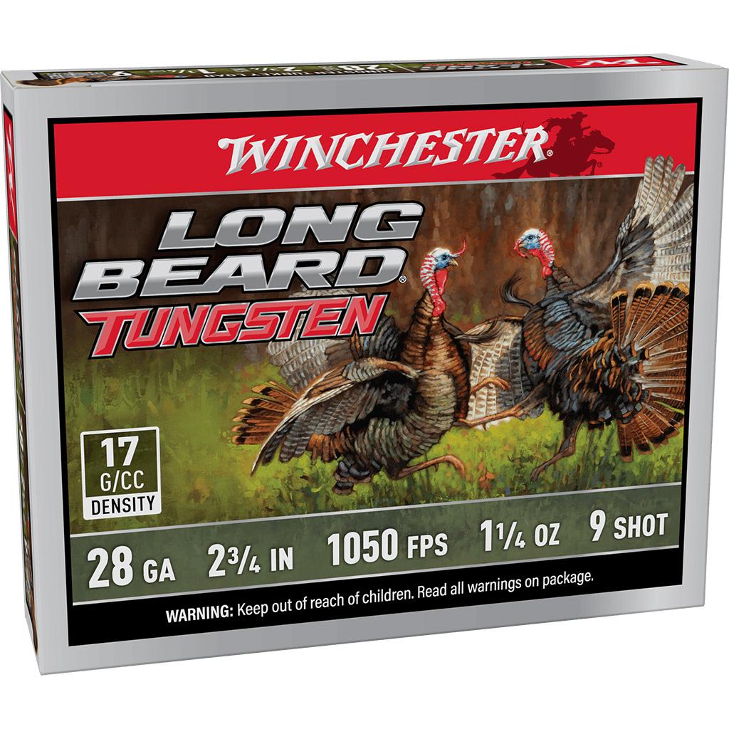 Winchester Long Beard Tungsten Shotshell 28ga 2-3/4" 1-1/4oz 1150 fps #9 5/ct Picture of Winchester Ammunition WINCHESTER LONG BEARD TUNGSTEN 28 GA 2 3/4'' #9 TS17 1-1/4 OZ 5/RDS