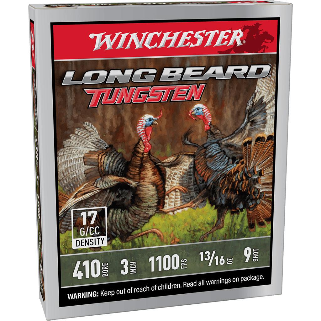 Winchester Long Beard Tungsten Shotshell 410ga 3" 13/16oz 1100 fps #9 5/ct Picture of Winchester Ammunition WINCHESTER LONG BEARD TUNGSTEN 410 GA 3'' #9 TS17 13/16 OZ 5/RDS