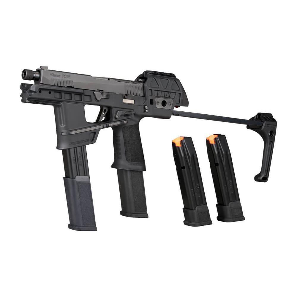 Sig Sauer P320 Flux TACOPS Handgun 9mm Luger 30(2)&21(3)rd Magazines 5.5" Threaded Barrel Brace Picture of Sig Sauer P320 9MM 5.5in FLUX Black OR (2) 30Rd (3) 21Rd Brace Threaded