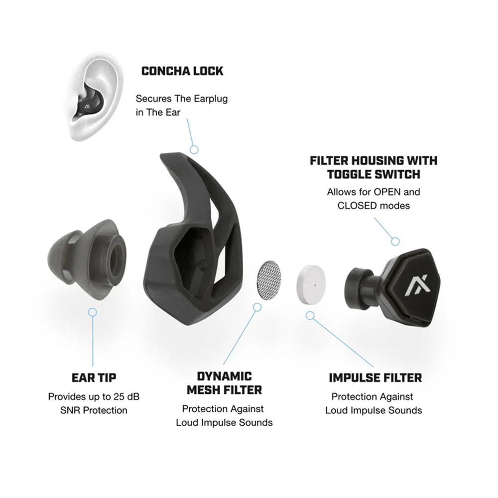 Axil X30i Passive Ear Plugs 13-31dB Blaze Picture of AXIL Axil X30i Earplug - Blaze