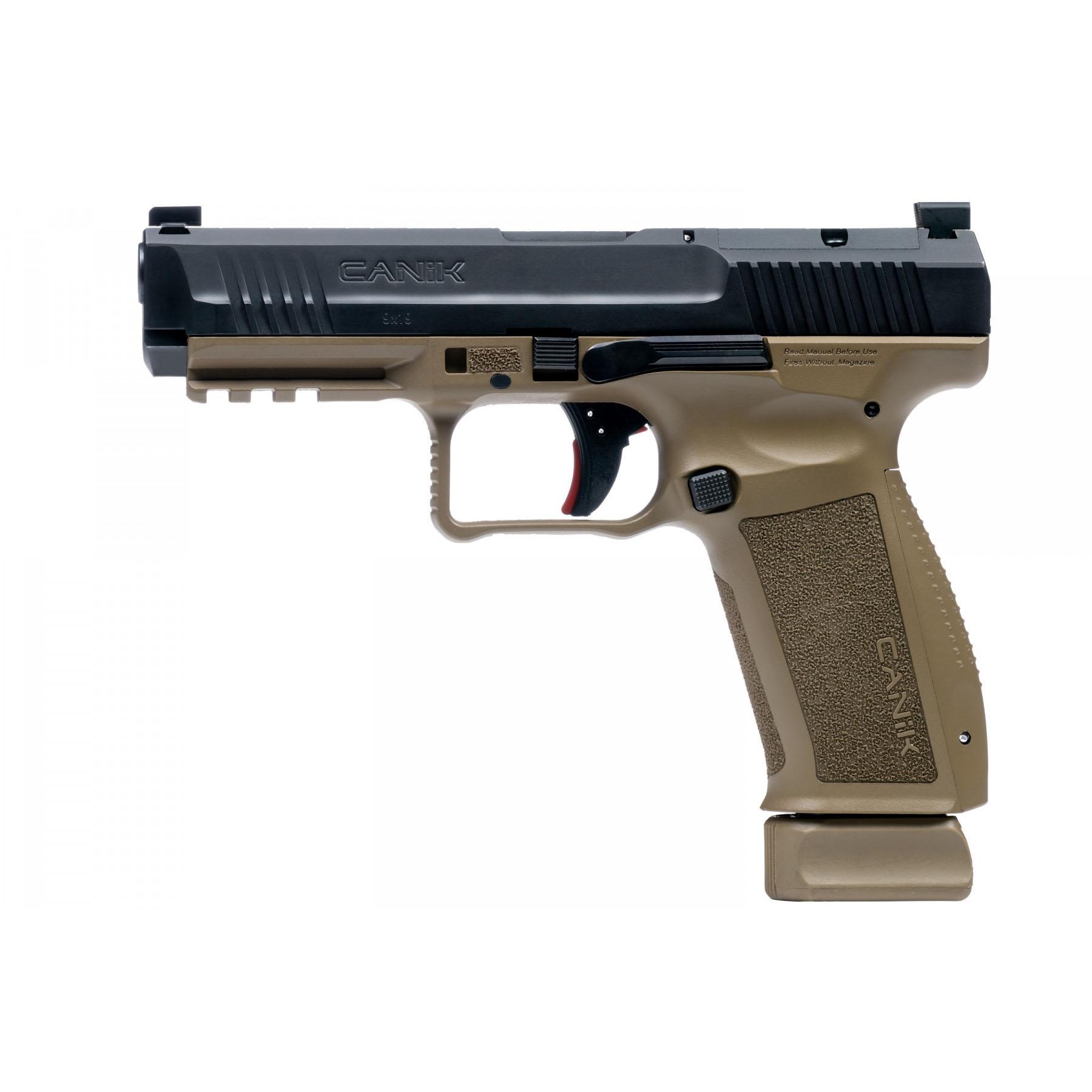 Century Arms Canik METE SFT Handgun 9mm Luger 20rd Magazine 4.46" Barrel FDE Grip Picture of Century Arms Canik SFt Mete 9mm 5.2in Blk Slide FDE Frame 1-18rnd/1-20rnd mag