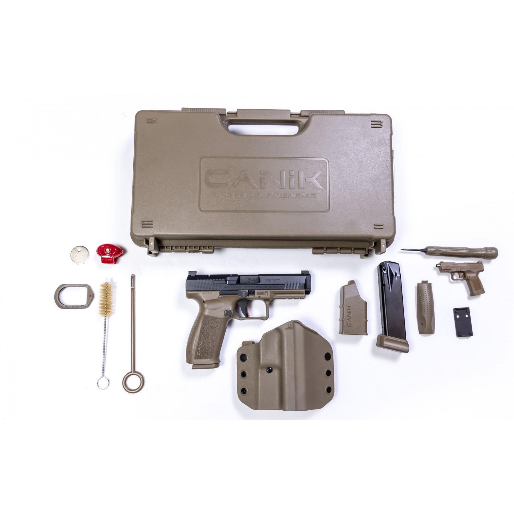 Century Arms Canik METE SFT Handgun 9mm Luger 20rd Magazine 4.46" Barrel FDE Grip Picture of Century Arms Canik SFt Mete 9mm 5.2in Blk Slide FDE Frame 1-18rnd/1-20rnd mag