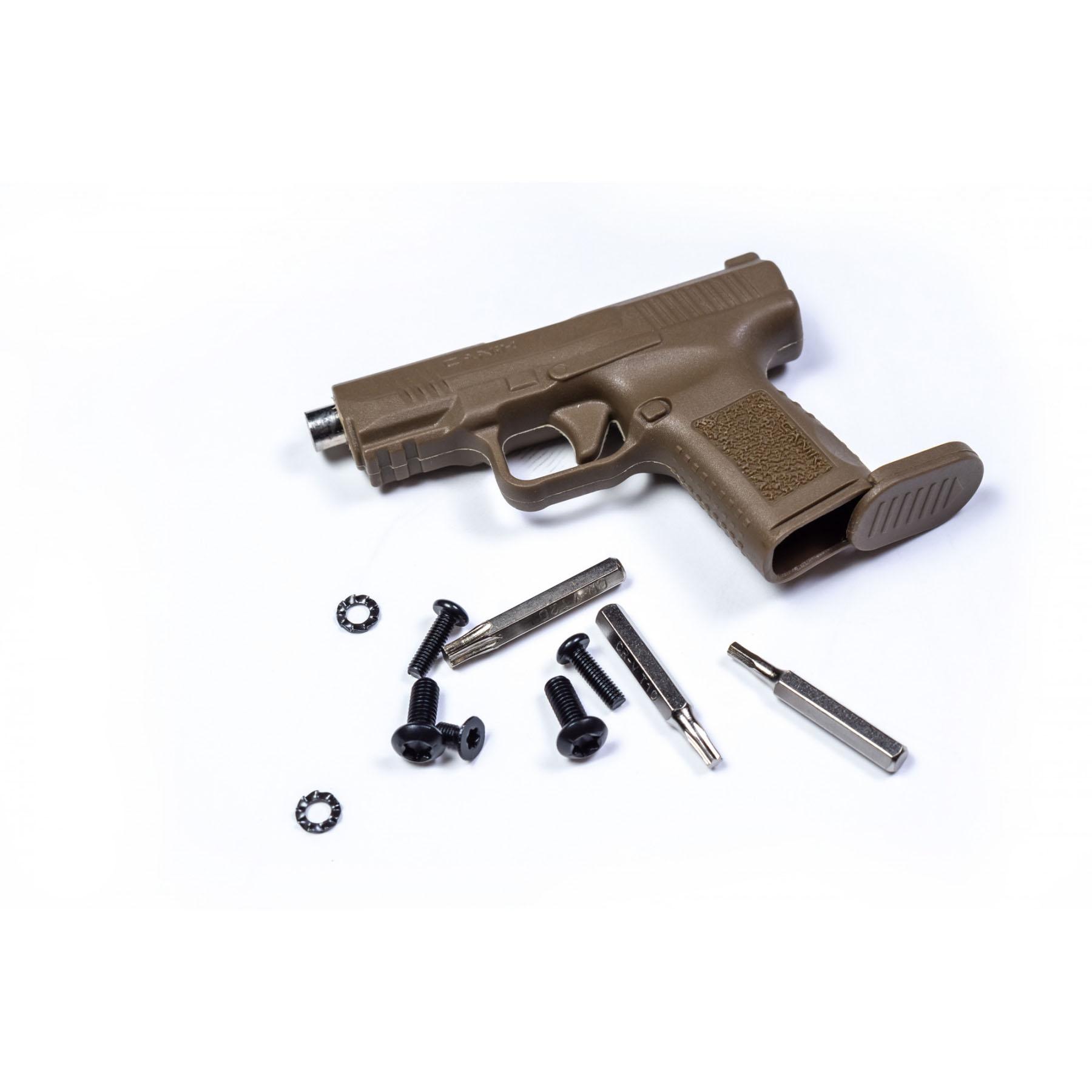 Century Arms Canik METE SFT Handgun 9mm Luger 20rd Magazine 4.46" Barrel FDE Grip Picture of Century Arms Canik SFt Mete 9mm 5.2in Blk Slide FDE Frame 1-18rnd/1-20rnd mag