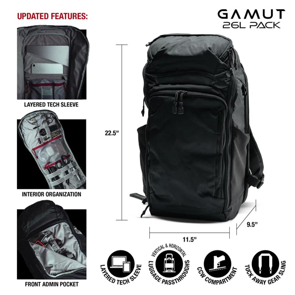 VertX Gamut 26L Backpack Black Picture of Fechheimer-Vertx VERTX GAMUT 26L PACK BLACK