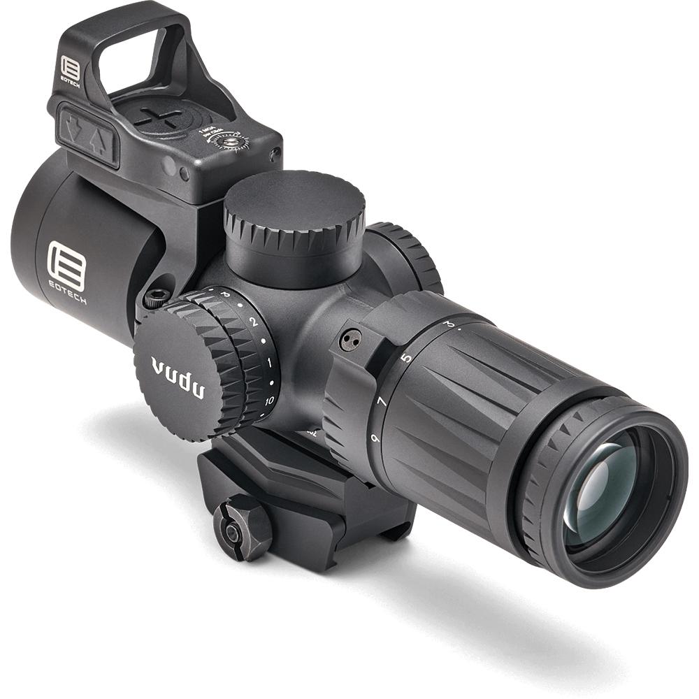 Eotech Vudu Rifle Scope 3-9x32 SFP HC1 Illum. Black with Integrated Mount and EFLX Red Dot Picture of L-3 Communications- Eotech Vudu 3-9x32 SFP Ultra-Short Riflescope HC1 Reticle MOA+Intgrtd Mount+EFLX