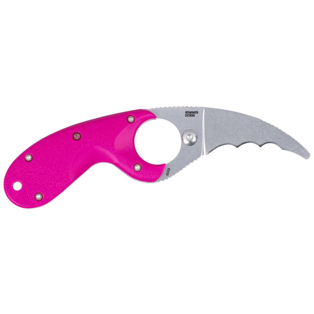 CRKT Bear Claw Fixed Knife 2-2/5" Hawkbill Blade Pink Picture of Columbia River Knife & Tool CRKT Bear Claw Pink w/Veff Serrations 2.39in Fixed