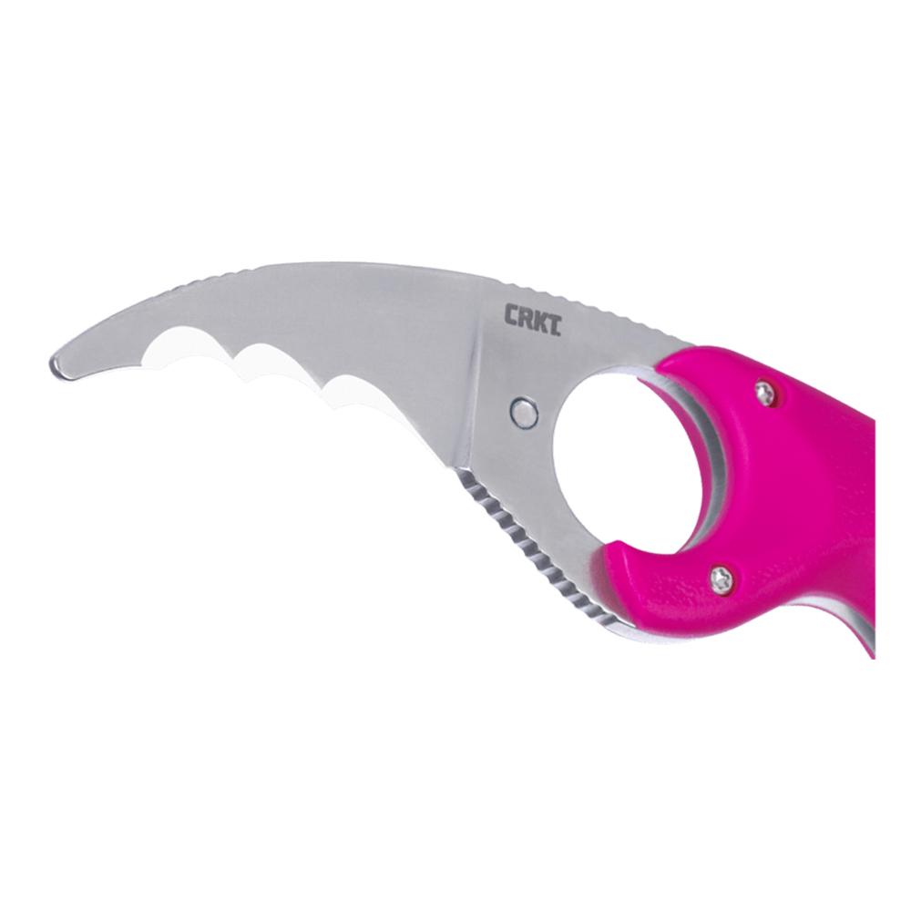 CRKT Bear Claw Fixed Knife 2-2/5" Hawkbill Blade Pink Picture of Columbia River Knife & Tool CRKT Bear Claw Pink w/Veff Serrations 2.39in Fixed