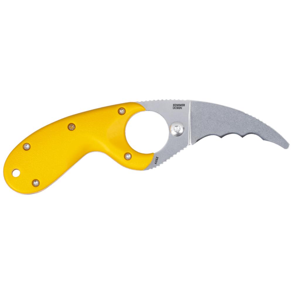 CRKT Bear Claw Fixed Knife 2-2/5" Hawkbill Blade Yellow Picture of Columbia River Knife & Tool CRKT Bear Claw Yellow w/Veff Serrations 2.39in Fixed