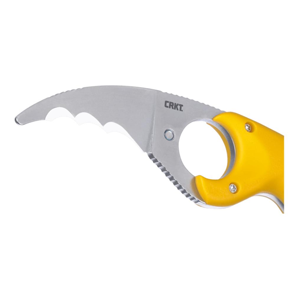 CRKT Bear Claw Fixed Knife 2-2/5" Hawkbill Blade Yellow Picture of Columbia River Knife & Tool CRKT Bear Claw Yellow w/Veff Serrations 2.39in Fixed