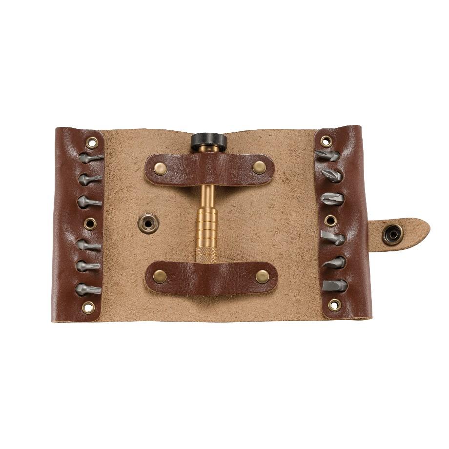 CRKT Hex Bit Driver Leather Tool Roll Picture of Columbia River Knife & Tool HEX BIT DRIVER LEATHER TOOL ROLL