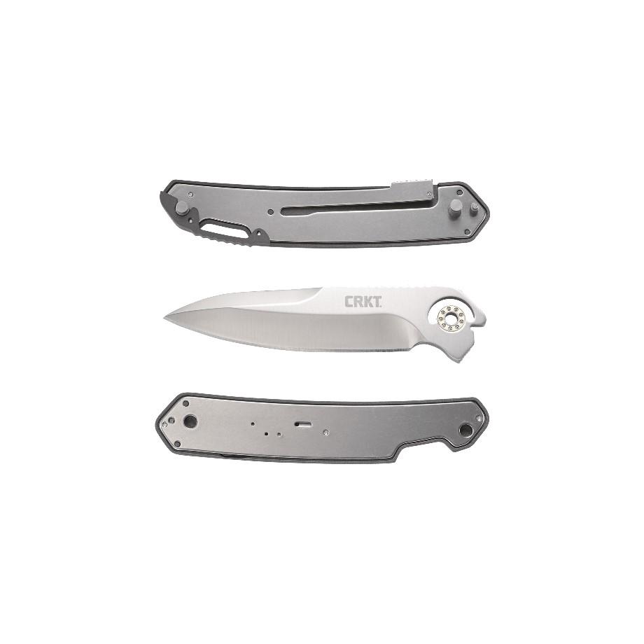 CRKT Bona Fide Silver Folding Knife 3 3/5" Blade Grey Picture of Columbia River Knife & Tool BONA FIDE SILVER