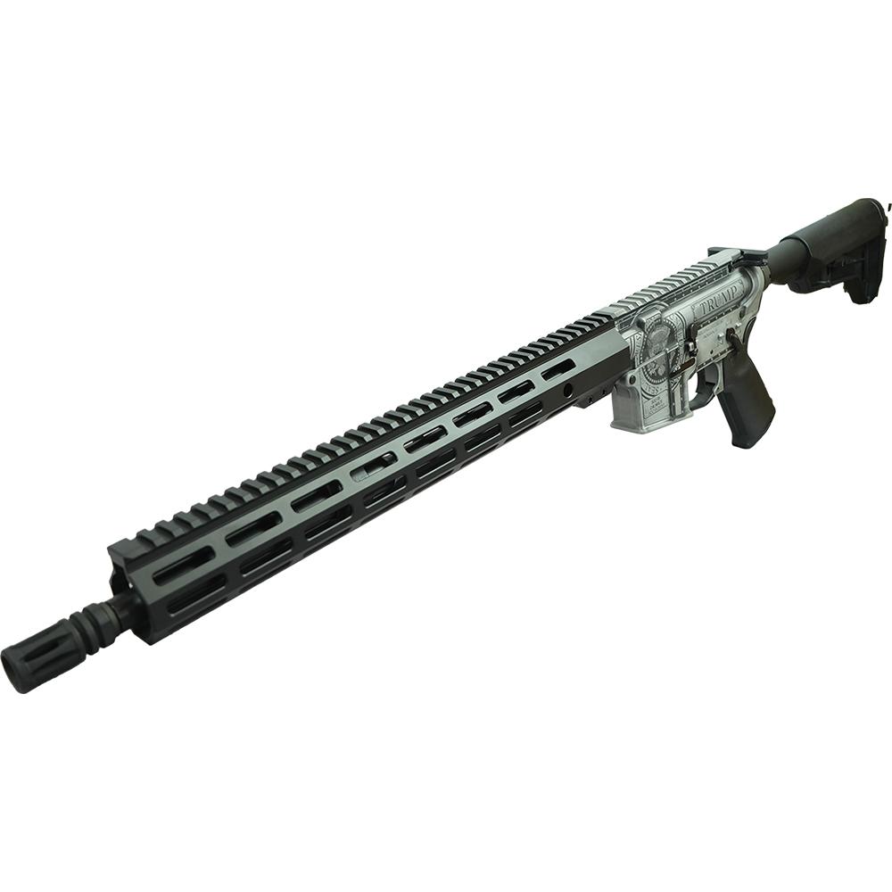 Shark Coast Trump 2.0 AR-15 Rifle w/SCC Lower 5.56 30rd Magazine 16" Barrel Distressed Silver Black Picture of Shark Coast Tactical Trump 2.0 AR