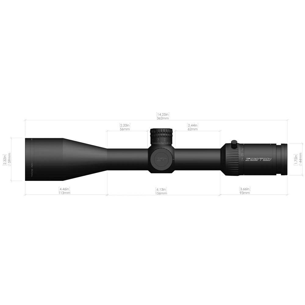 ZeroTech Trace Advanced Rifle Scope - 4-24x50 30mm FFP RMG MIL Illum Black Picture of ZeroTech Trace ADV Riflescope 4-24x50 RMG MIL Illumination 30mm