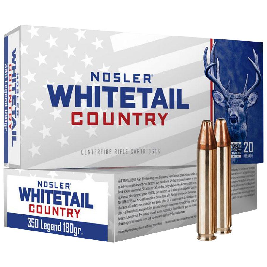 Nosler Whitetail Country Rifle Ammunition 350 Legend 180gr LFN 2100 fps 20/ct Picture of Nosler Bullets Inc. Nosler WCA-350 Legend 180g SW (20ct) Ammo