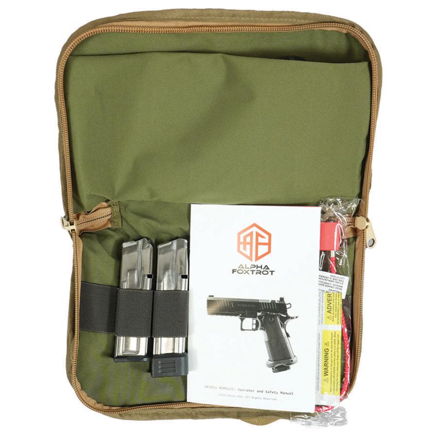 Alpha Foxtrot AF1911-Romulus Handgun 9mm Luger 17rd (1) & 20rd (1) Magazine 3.5" Compensated Threaded Barrel Black RMSC Cut Picture of Alpha Foxtrot Alpha Foxtrot AF1911-ROMULUS 9mm DLC 3.5" COMP RMSC Cut