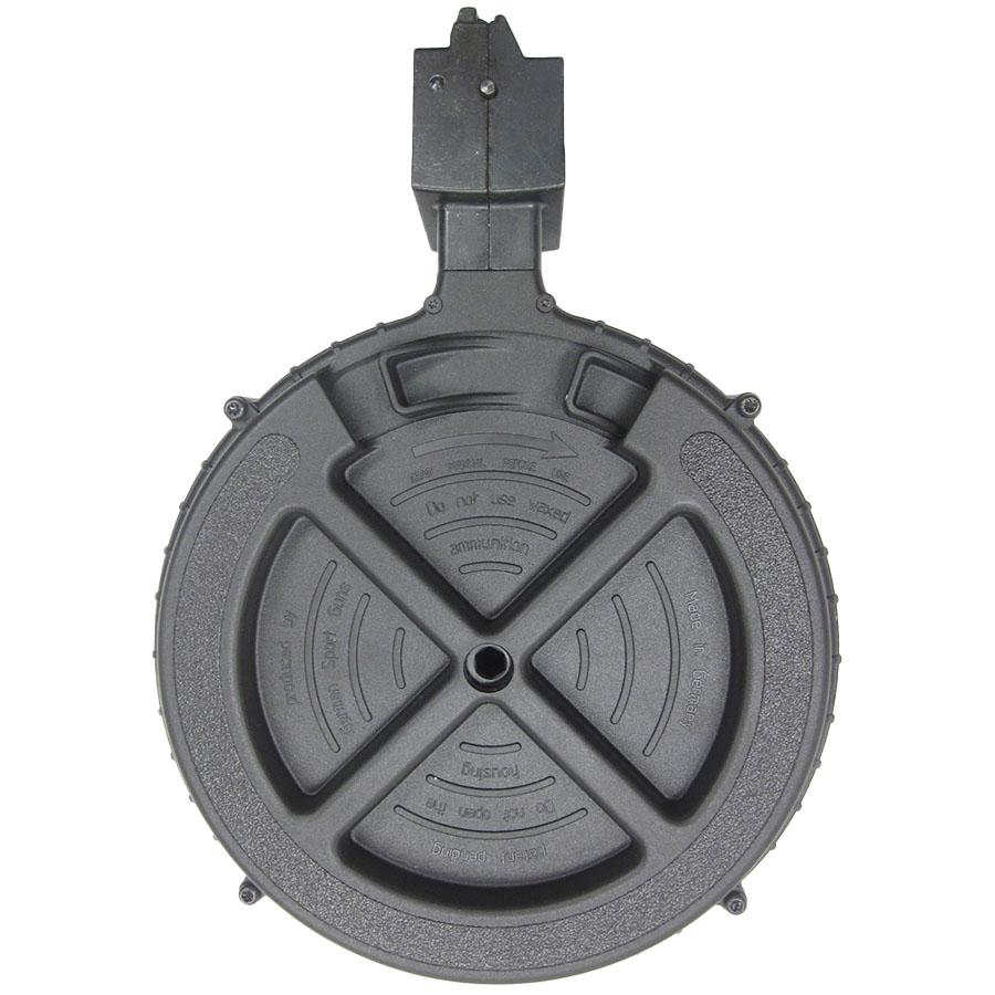 ATI German Sports Rotary Rifle Magazine Drum Ruger 10/22 .22 LR Black Polymer 110/rd Picture of American Tactical Inc-ATI ATI GSG ROTARY MAGAZINE 22LR 110-RD FITS RUGER 10/22